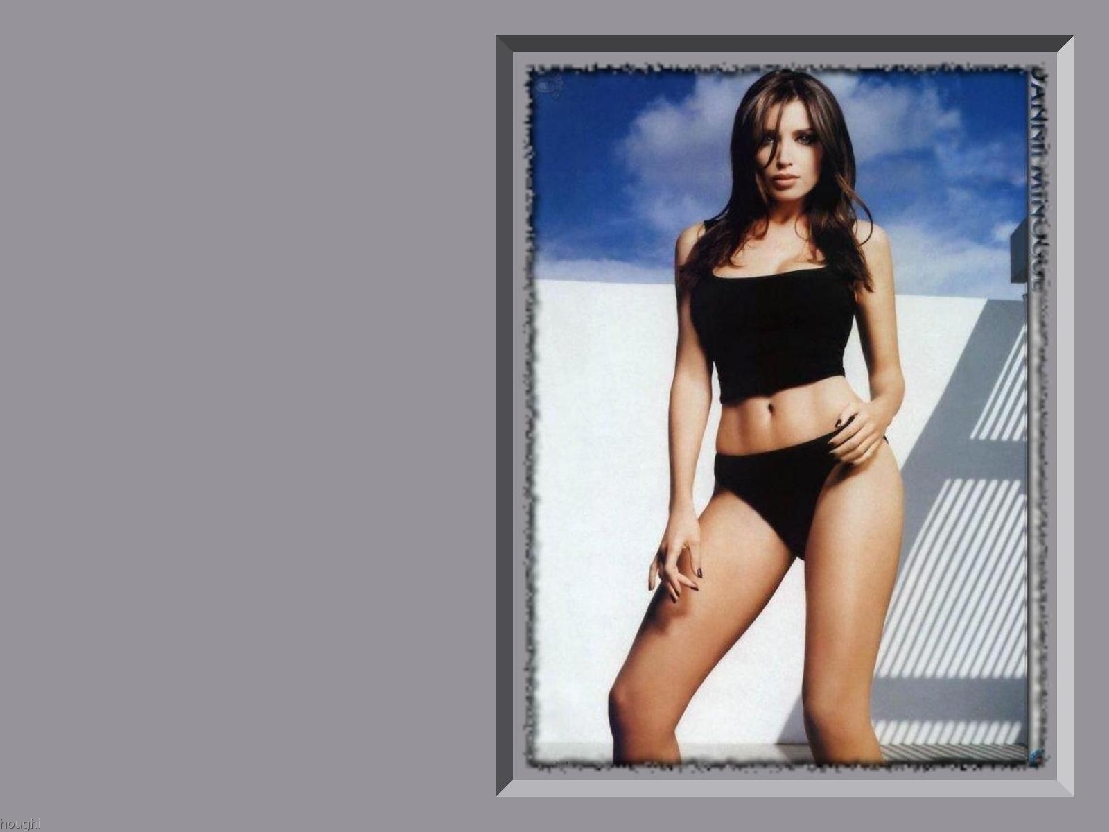Danii Minogue Black Underwear White Background 841258