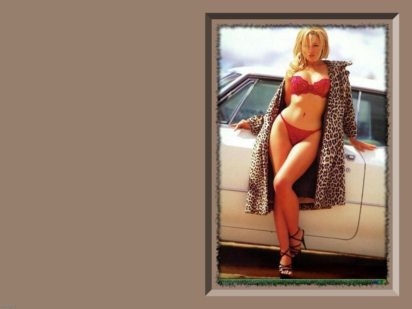 Danii Minogue Red Underwear Leopard And Car 964973